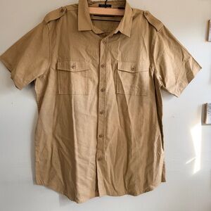 Sean John Men's Brown Short Sleeve original fit linen and cotton size XXL